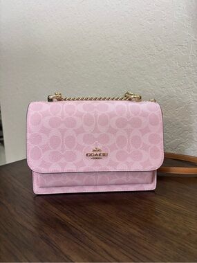 Coach klare powder pink Flap Crossbody with Gold Chain